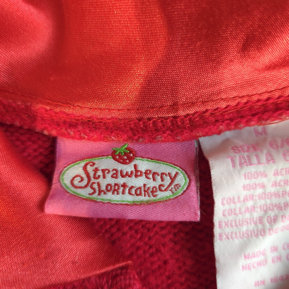 Vintage Strawberry Shortcake Red Embroidered Sweater Poncho 6/6X - Picture 6 of 12